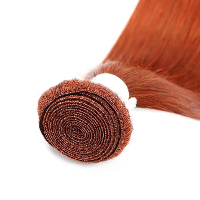 REMY Hair Brazilian Color #350 Human Hair Bundles 1 Bundle Burnt Orange Color Bundles Straight Unprocessed Hair Extensions(16" Bundle)