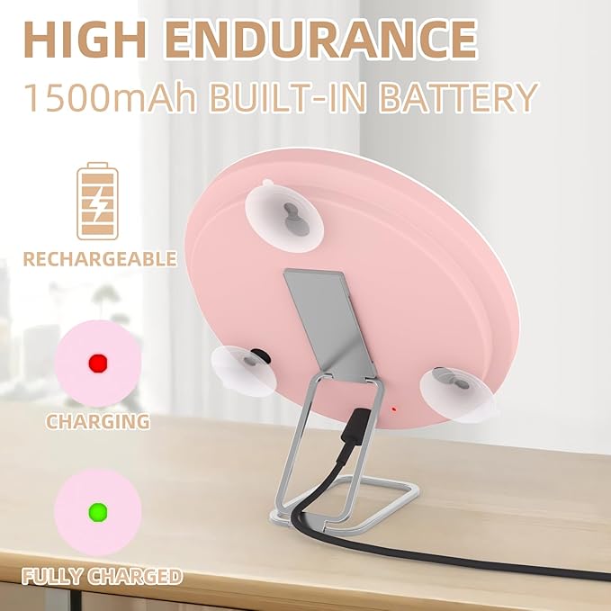 30X Magnifying Mirror with Light, 6'' Makeup Magnifying Mirror, Lighted Makeup Mirror with Magnification 30x Travel Magnifying Mirror, 30X High Magnifying Mirror with 3 Suction Cups & Adjustable Stand