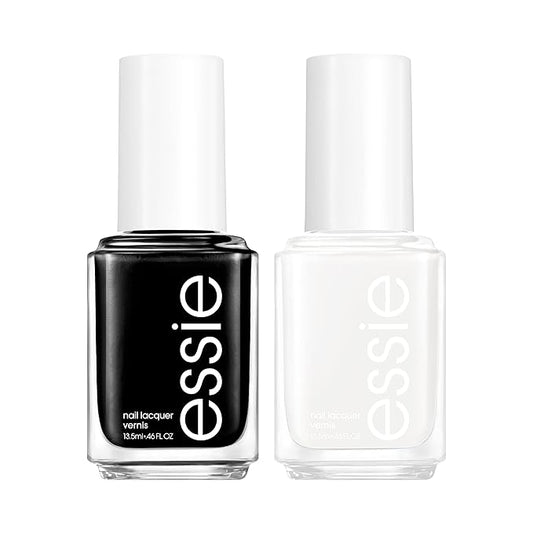 Essie Nail Polish Set, Licorice Black + Blanc White, 0.46 Fl Oz Each