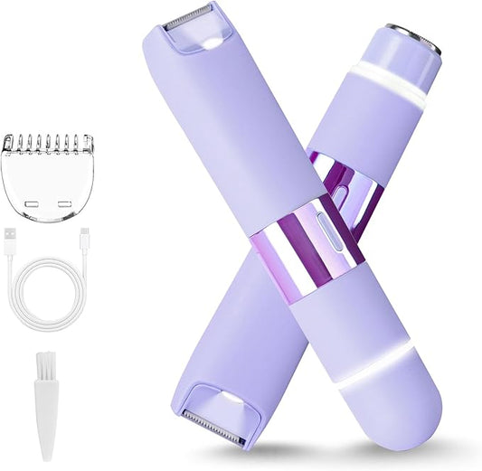 2025 New Bikini Trimmer for Women, 2-in-1 Waterproof Electric Dual Head Shaver (Purple)