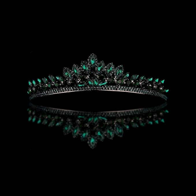 LIMELIA Women's Tiara for Henna Wedding Party|Glitter Hair Accessories for Bridal Birthday Pageant Prom Halloween Costume Christmas Party, Queen Princess Crowns | Leaf Model-Green