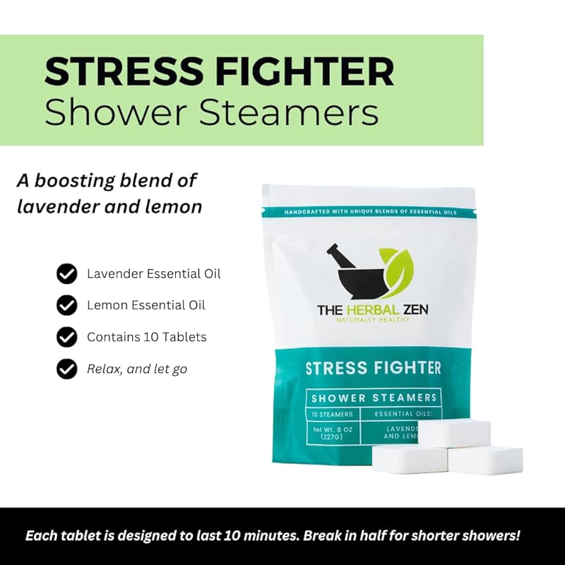 Stress Fighter Shower Steamers Aromatherapy with Essential Oils, Made in the USA Shower Bombs, Shower Bomb Aromatherapy, Relaxing Gifts for Women, Spa Day Gift, Mothers Day Gift