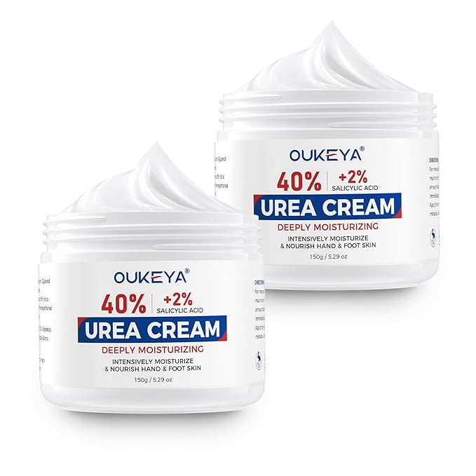 NEW FORMULA Urea Cream 40% Plus 2% Salicylic Acid for Feet Maximum Strength, Dry Cracked Hand Heel Moisturizing Repair Lotion for Knees, Elbows, Removes Corns, Dead Skin Cream, 5.29 oz 2 Pack
