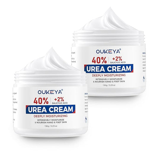 NEW FORMULA Urea Cream 40% Plus 2% Salicylic Acid for Feet Maximum Strength, Dry Cracked Hand Heel Moisturizing Repair Lotion for Knees, Elbows, Removes Corns, Dead Skin Cream, 5.29 oz 2 Pack