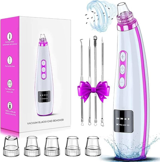 Blackhead Remover Pore Vacuum Upgraded Facial Pore Cleaner Electric Comedone Whitehead Extractor Tool-5 Suction Power,5 Probes,USB Rechargeable Blackhead Vacuum Kit for Women & Men