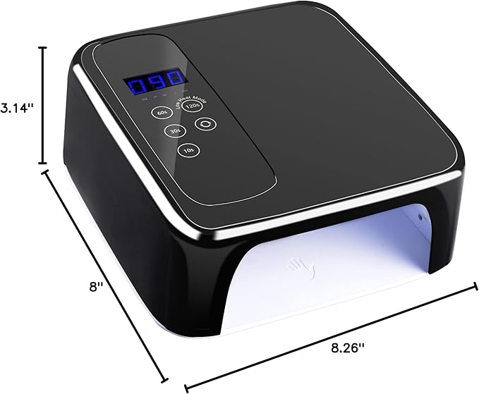 LB UV LED Nail Lamp, Rechargeable LED Nail Dryer, 72W Professional Cordless Nail Lamp with 4 Timer Setting Sensor and LCD Display Portable Home and Salon Gel Nail Art Tools (Black)