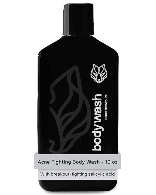 Black Wolf Charcoal Powder Body Wash Men - 10 Fl Oz Paraben-Free Mens Body Wash - Salicylic Acid Reduce Acne Breakouts and Cleanse Your Skin - Full Coverage & Deep Clean Men's Bodywash
