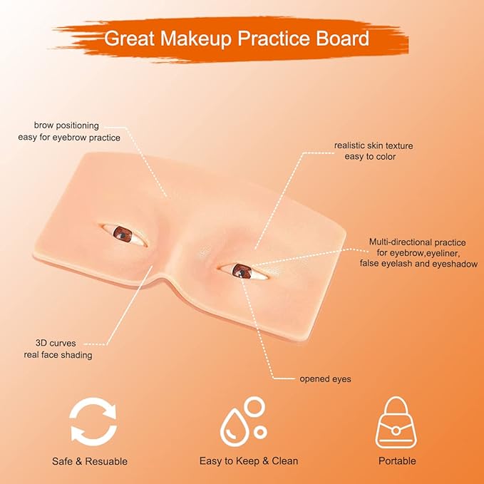 3D Reusable Makeup Mannequin - Practice Face Board with Eyeshadow Palette for Makeup Artists & Beginners