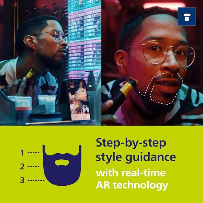 Philips Norelco OneBlade 360 with Connectivity Hybrid Face + Body, Electric Beard Trimmer, Shaver & Body Groomer with 360 Blade Tech, 1x360 Blade, 5-in-1 Comb, Body Kit, Travel Case, QP4631/90