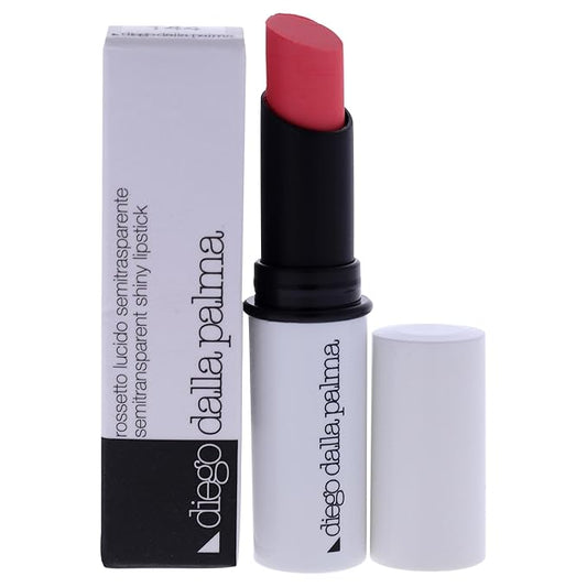 Diego dalla Palma Semitransparent Shiny Lipstick - Hydrates And Protects - Sheer Color - Luminous And Shiny Finish - Gives Plump And Smooth Lips - Long Lasting Wear - 144 Pink Salmon - 0.1 Oz