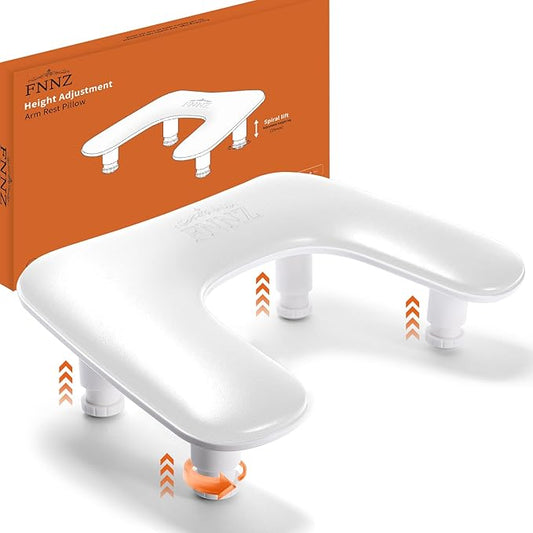 Arm Rest for Nails Tech, 3 Height Adjustatle Nail Arm Rest Stand, U Shaped Manicure Hand Rest, Soft PU Leather Fabric for Manicurists Nail Salon Supplies - White