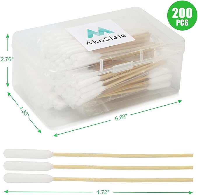 Long Q Tips for Dog Ear Cleaning, 200pcs, 4.7 Inch Cotton Swabs - Biodegradable Cotton Swabs for Dog Ear Infection and Wound Care