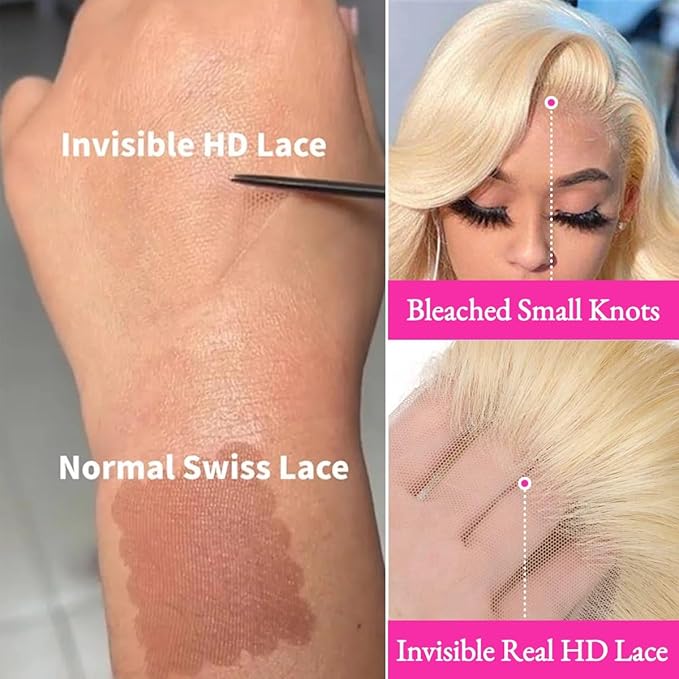 30 Inch 613 Lace Front Wig Human Hair 200 Density 13x4 Blonde Wig Human Hair Body Wave Lace Front Wigs Human Hair HD Transparent Lace Frontal Wigs Human Hair Pre Plucked Colored Wigs for Women