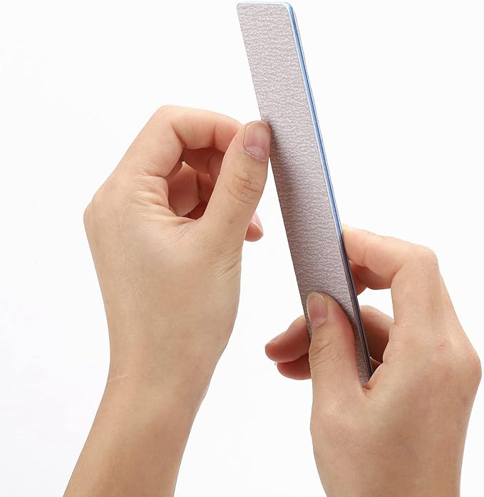 25 Pieces 150/150 Grit Rectangle Nail Files for Acrylic Nails, Reusable Buffering Files Double Sided Emery Boards for Natural Nails