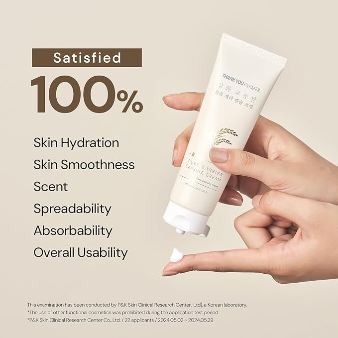 THANKYOU FARMER Rice Pure Barrier Capsule Cream - Moisturizing & Skin Barrier Cream | Hypoallergenic, Dermatologist Tested | Korean Skincare with Ceramide Capsules & Korean Rice Extract