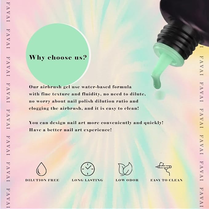 FAVAI Aurora Collection(#A) 12 Colors Airbrush Gel Nail Polish Air Gel Set, 12 Luxurious Metallic Shades for Iridescent, Northern Lights-Inspired Nail Art 12 * 10ml