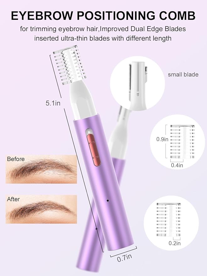 Nose Hair Trimmer for Women Men,2025 Rechargeable 2 in 1 Eyebrow & Facial Trimmer, Professional Painless Ear Hair Trimmer with Powerful Motor and Dual-Edge Blades Easy Cleansing (Purple)