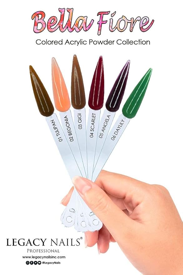 Legacy Nails Professional COLLECTION Acrylic Powder Kit 6 Colors Nail Art Set for Manicure DIY for Dip & Acrylic Nail Extensions (BELLA FIORE COLLECTION)