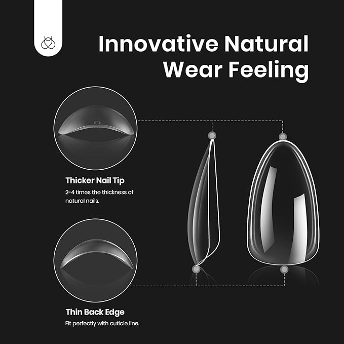 Beetles Gel Nail Kit, Short Almond Nail Tips Easy Extension Set 240 Pcs Pre Shaped Clear Full Cover Fake Nails Tips with 5 In 1 Nail Glue Uv Led Lamp DIY Manicure Gifts for Women