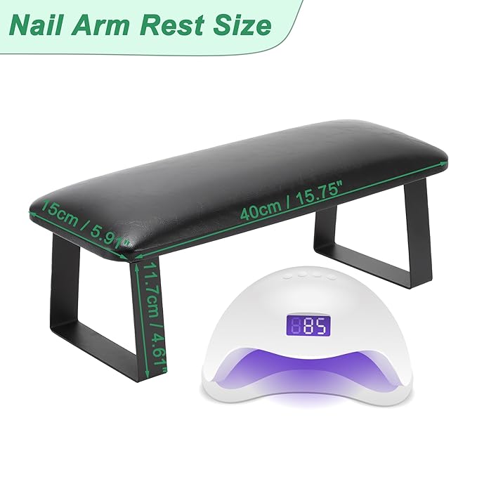VOCOSTE Arm Rest for Nails Tech, Non-Slip Nail Arm Rest, Manicure Hand Rest with Detachable Brackets, Hand Rest for Nails Tech, Nail Hand Rest, Black