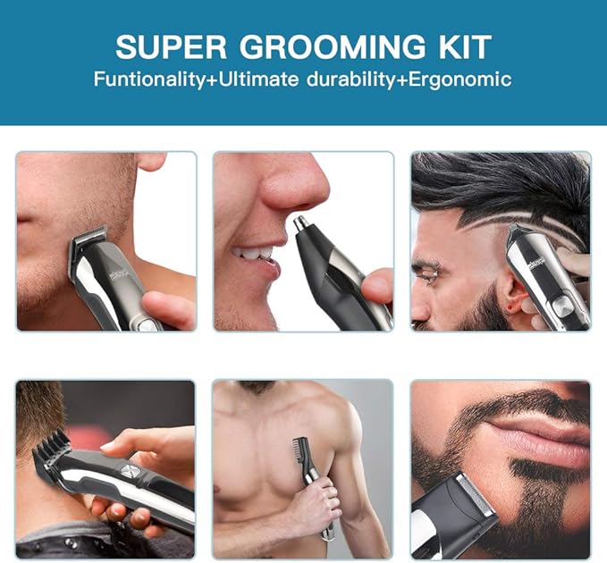 DSP® Facial Hair Trimmer for Men Electric Clippers and Grooming Sets for Pubic Hair Beard Nose Trimmer Kits USB Rechargeable IPX7 Waterproof