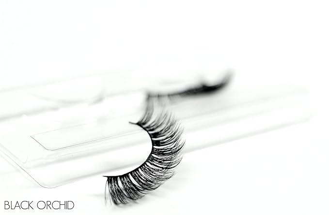 Cruelty Free 3D Faux Mink Eyelashes - Reusable and Durable - Fluffy and Natural - 100% Vegan Luxury Fibers - by Via Flora Beauty (Black Orchid)