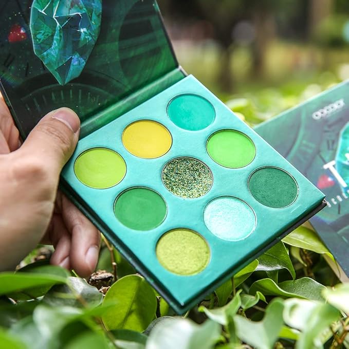 docolor Eyeshadow Palette 9 Colors Green Eyeshadow Gemstone Shadow Palette Highly Pigmented Mattes Shimmers Naked Smokey Glitter Cream Colorful PowderLong Lasting Waterproof Makeup Palette