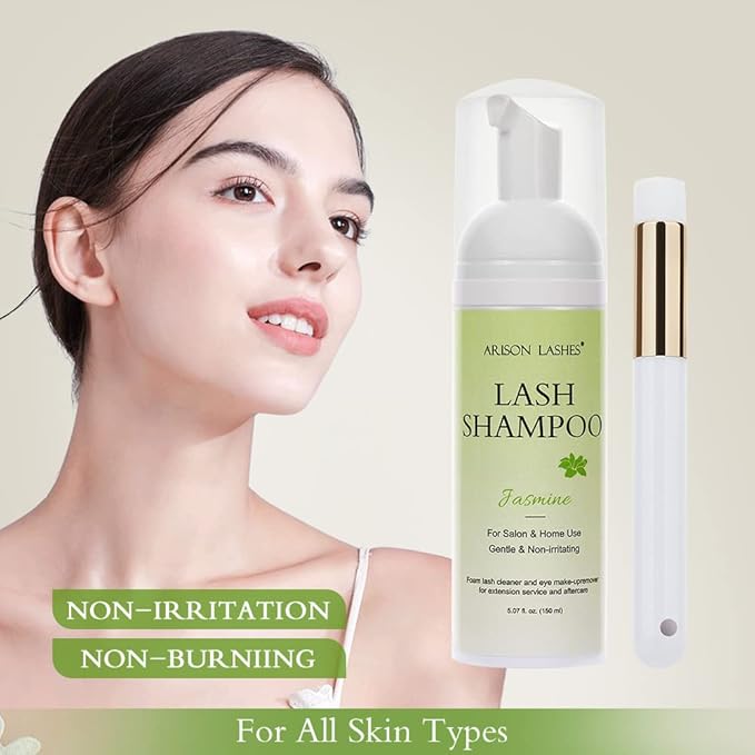 ARISON LASHES Lash Shampoo for Lash Extensions 150ml Eyelash Extension Cleanser Lash Extension Shampoo, Safety Gentle Eyelid Foaming Cleanser Makeup Remover,for Home and Salon Use, Deep Cleansing