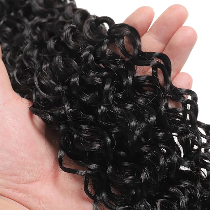 Water Weave Bundles Human Hair Color 1B Human Hair Bundles Water Curly Weave Brazilian Soft and Silky for Black Women 10 12 14 Inch