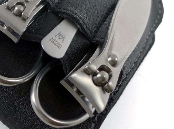 GERMANIKURE 4pc Manicure Set in Leather Case - Handmade in Solingen Germany, FINOX High Carbon Stainless Steel – Professional Travel Size Manicure and Pedicure Kit