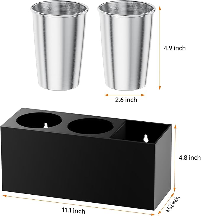 Hair Tool Organizer Acrylic: Hair Dryer Holder Wall Mount - Blow Dryer Holder Cabinet Door - Bathroom Countertop Organizer for Curling Iron Hot Styling Tools Flat Iron - Black