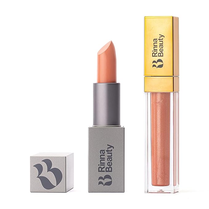 Rinna Beauty Lip Bundle - Mrs. Hamlin Lipstick & No Filter Lip Plumping Gloss - Vegan, Anti-Aging, Hydrating, Moisturizing and Long-Lasting (Variety Pack of 2)