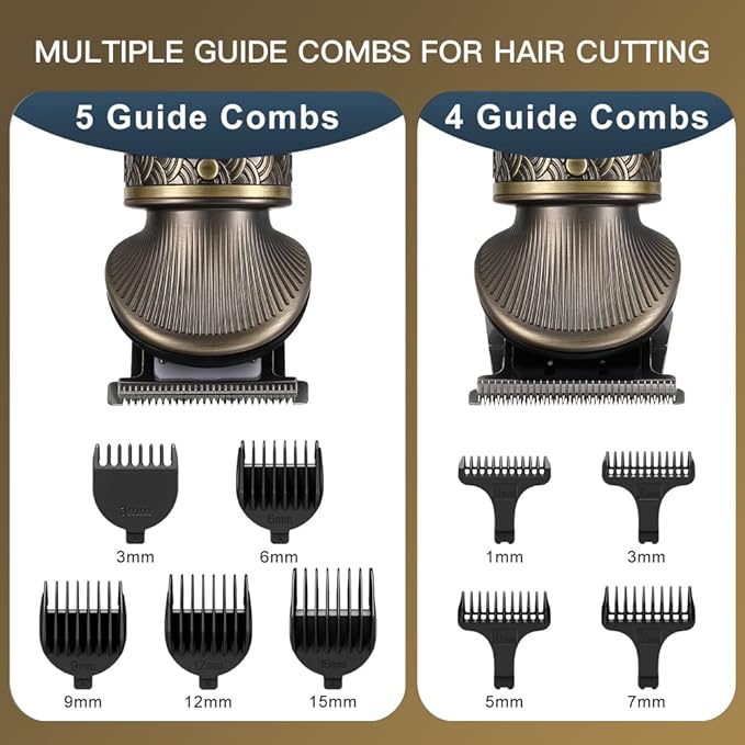 Beard Trimmer Kit Professional Hair Clipper Zero Gapped T-Blade Electric Shaver Razor Nose Body Trimmer for Men Cordless Grooming Kit 7 in 1