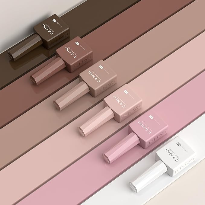 CANNI Gel Nail Polish Kit -6 Colors Nude Pink 9ML Gel Polish Set Skin Tones French Nail Neutral Brown Soak Off Gel Nail Kit Manicure DIY Manicure Salon DIY