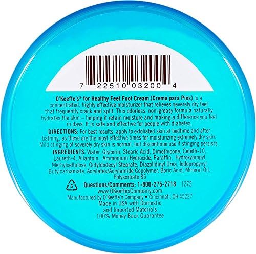 Dry Cracked Heels Repair Bundle with Open Toe Moisturizing Silicone Gel Heel Socks (2 Pairs, Gray) and O’Keeffe’s Healthy Feet Cream Jar for Home Foot Skin Care