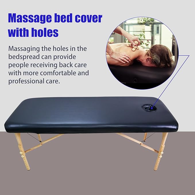 32 Inches Wide Massage Table Cover with Face Breath Hole|100% PU Massage Table Cover Protector|Wipeable, Reusable & Waterproof Vinyl Massage Table Cover for Square Massage Tables