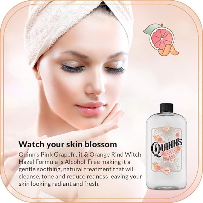 Quinn's Pure Castile Organic Peppermint Liquid Soap 32 oz Alcohol Free Pink Grapefruit and Orange Rind Witch Hazel with Aloe Vera 16oz