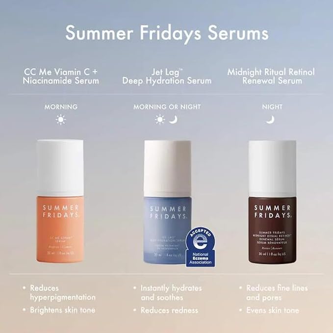 Summer Fridays Jet Lag Deep Hydration Serum - Hydrating Face Serum for Dry Skin with Glycerin & Squalane - Helps Soothe Skin, Improves Skin Barrier & the Appearance of Fine Lines & Wrinkles (1 Oz)