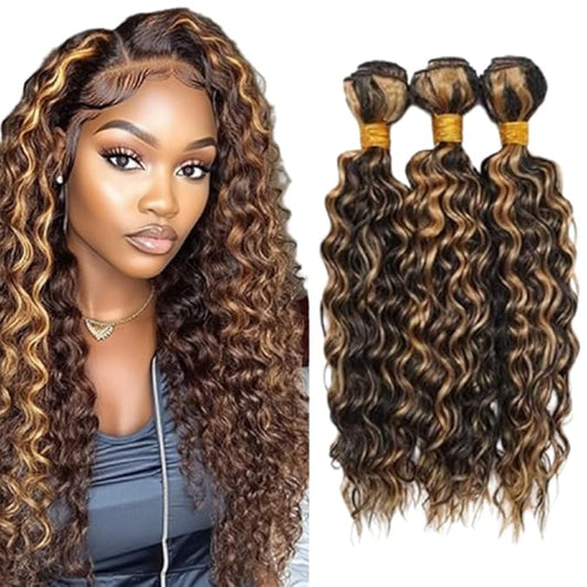 Ombre Deep Curly Bundles Human Hair P1B/27 Kinky Curly Bundles Black and Blonde Two Tone Brazilian Soft and Silky for Black Women 10 12 14 Inch