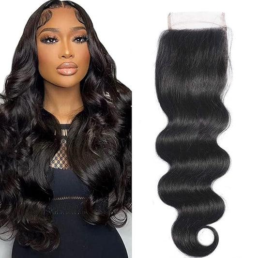 4x4 Body Wave Human Hair Lace Closure Brazilian Body Wave 4 By 4 Swiss Lace Closure 6inch Free Part 130% Density Top Swiss Lace Natural Human Hair Closure