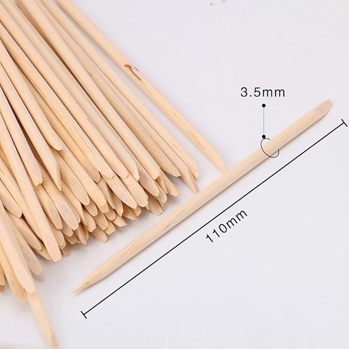 AHIER 50PCS/150PCS/500PCS/1000PCS Nail Art Orange Wood Sticks Cuticle Pusher Remover Manicure Pedicure Tool 110mm (1000P)