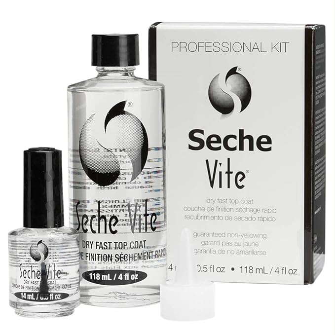Seche Vite Professional Refill Kit, High-Gloss Clear Top Coat for Natural Nails, Artificial Gels Fiberglass Acrylic Extensions, Quick-Dry Long-Lasting Shine, 1 Kit