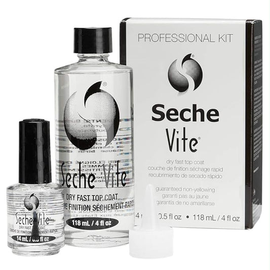 Seche Vite Professional Refill Kit, High-Gloss Clear Top Coat for Natural Nails, Artificial Gels Fiberglass Acrylic Extensions, Quick-Dry Long-Lasting Shine, 1 Kit