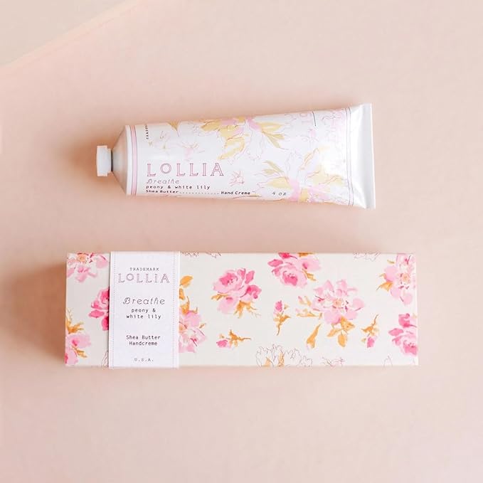 LOLLIA Handcreme, 4 oz Breath Scented Hand Cream for Women, Moisturizing Hand Lotion for Dry Hands, Shea Butter & Cocoa Butter, Quick Absorbing Lotion
