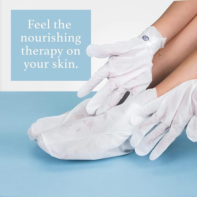Epielle Moisturizing Hand & Foot Masks (Gloves & Socks 12 Pairs) for Dry Hands, Dry & Cracked Heels, Spa Masks with Sunflower Seed Oil and Avocado Oil, Mother's Day Gifts, Teacher's Appreciation