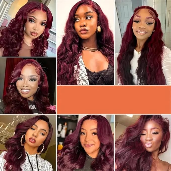Burgundy Body Wave Bundles Human Hair Color 99j Body Wave Bundles 8a Grade Double Weft Brazilian Human Hair Soft and Silky for Black Women 12 14 16 Inch