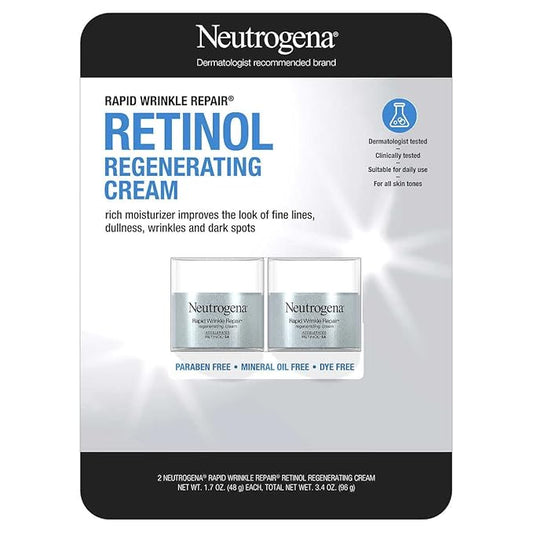 Neutrogena Rapid Wrinkle Repair Retinol Face Moisturizer, Daily Anti-Aging Cream with & Hyaluronic Acid to Fight Fine Lines, Wrinkles, Dark Spots, 1.7 oz (pack of 2) 3.4 Ounce