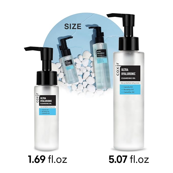 coxir ULTRA HYALURONIC CLEANSING OIL l Gentle Korean Facial Cleanser, Blackhead, Makeup Removal with Hyaluronic Acid, Plant-based oils, No Mineral Oil [5.07 Fl.oz(pack of 1)]