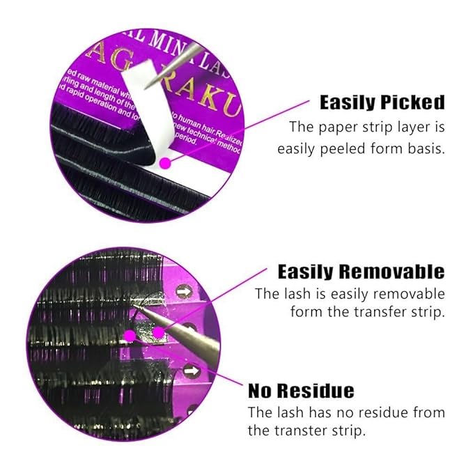 NAGARAKU 5 Trays Eyelash Extensions Individual Lashes 0.20mm C curl 9/10/11/12/13mm in 1 pack Classic Matte Black Natural Professional Faux Mink 16 rows