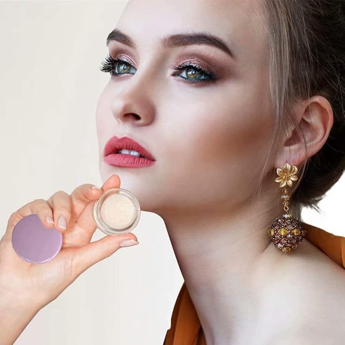 ZEJIA 5 Gram Sample Containers with Lids, Mini Makeup Containers, Empty Plastic Travel Cosmetic Containers with Labels(50 Count, Purple Lid)